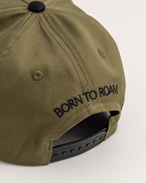 Born To Roam American Trucker Cap Olive Green Adjustable