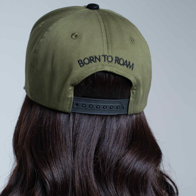 Born To Roam American Trucker Cap Olive Green Adjustable